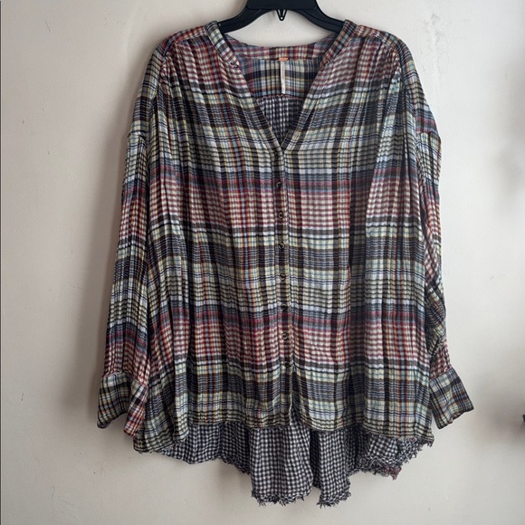 Free People | Come On Over Multicolor Plaid Button Down S - Picture 9 of 15